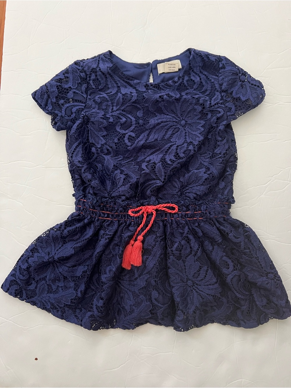 Peek 2T Toddler Girl Navy Blue Lace Dress FULL LINING NWOT